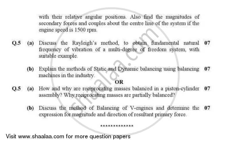 Dynamics of Machinery 2012-2013 - B.E. - Semester 6 (TE Third Year) - Gujarat Technological University (GTU) question paper with PDF download
