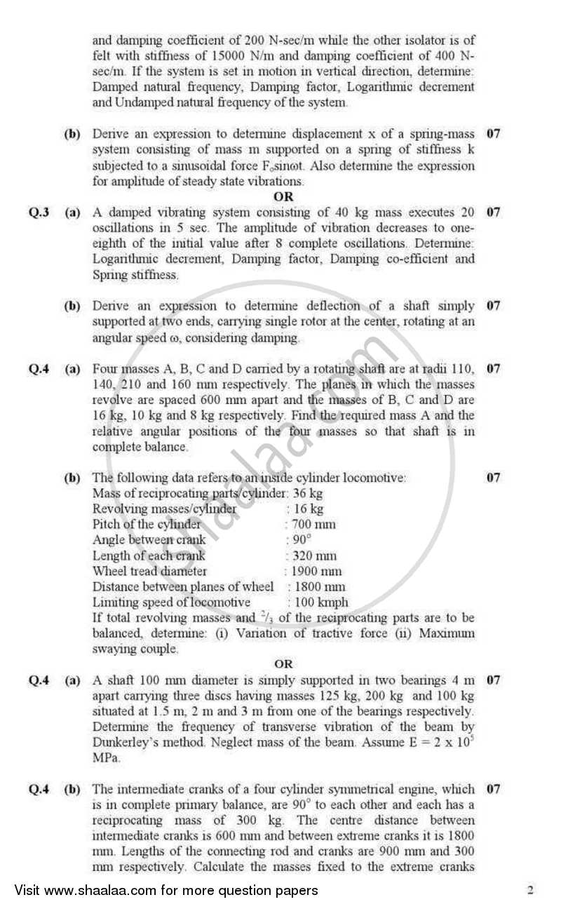 Dynamics of Machinery 2012-2013 - B.E. - Semester 6 (TE Third Year) - Gujarat Technological University (GTU) question paper with PDF download