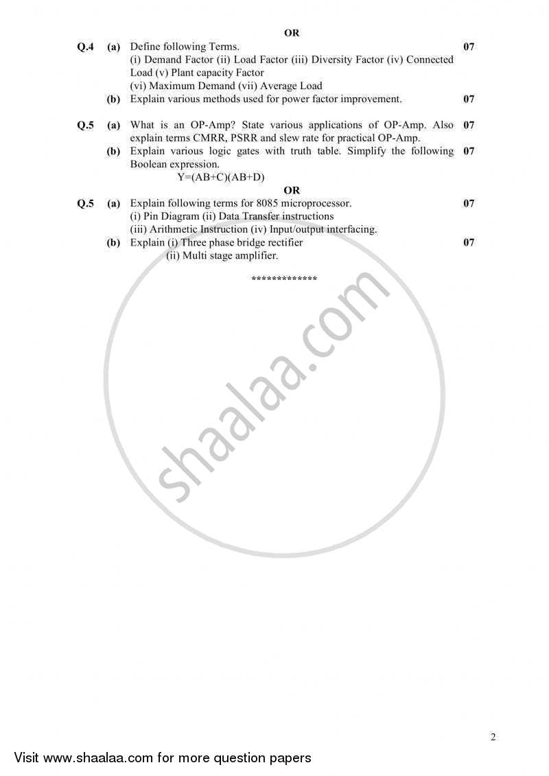 Electrical Machines and Electronics 2010-2011 - B.E. - Semester 3 (SE Second Year) - Gujarat Technological University (GTU) question paper with PDF download