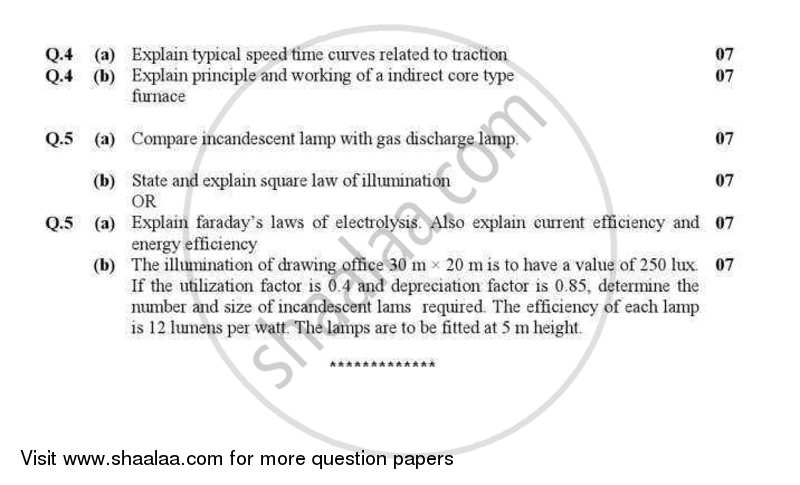 Electrical Power Utilization 2012-2013 - B.E. - Semester 8 (BE Fourth Year) - Gujarat Technological University (GTU) question paper with PDF download