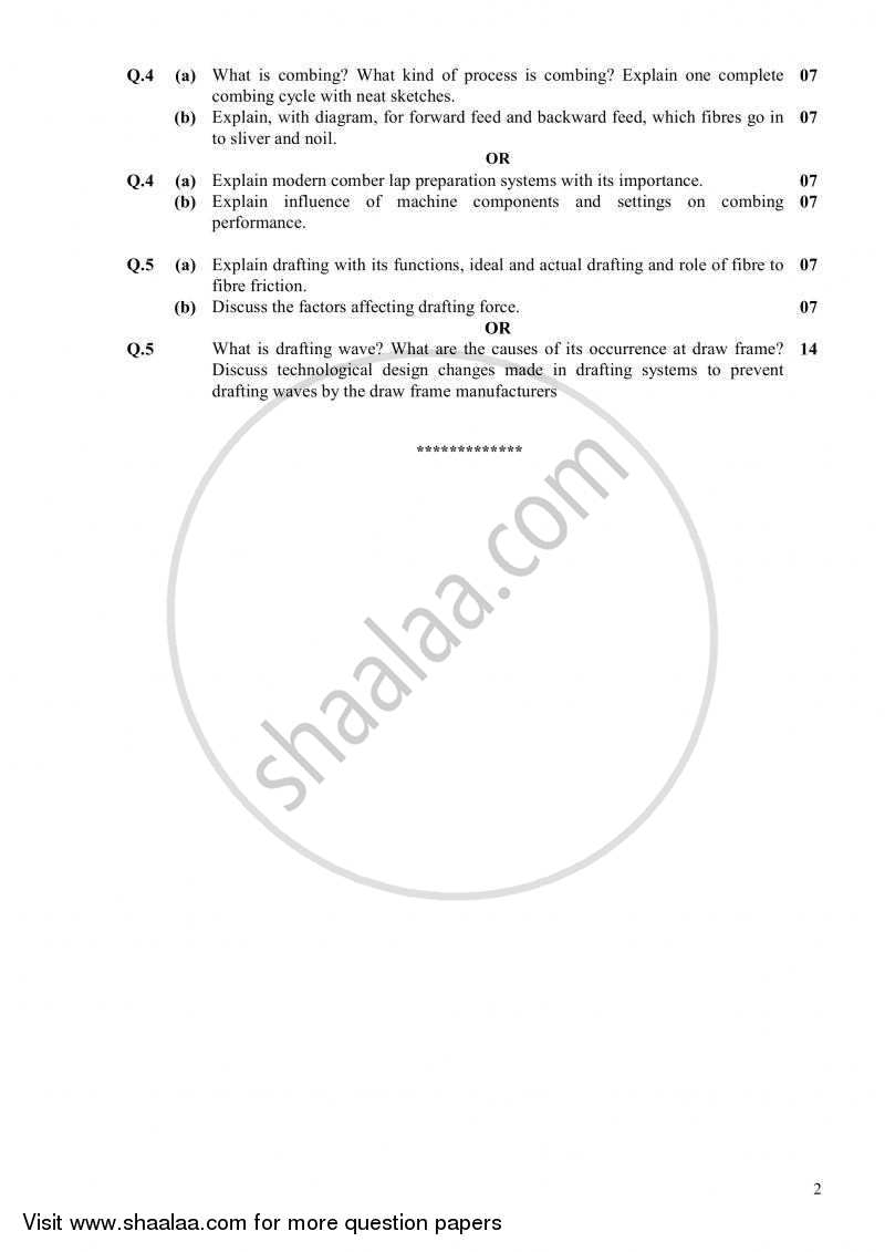 Yarn Manufacturing 2 2010-2011 - B.E. - Semester 4 (SE Second Year) - Gujarat Technological University (GTU) question paper with PDF download