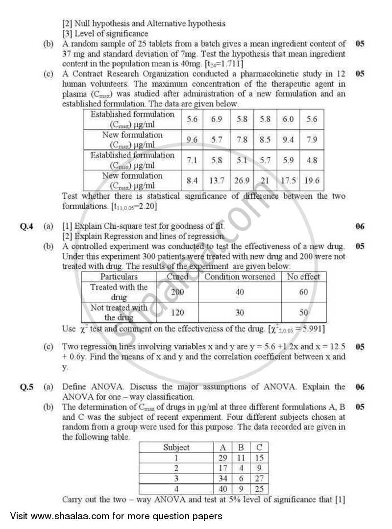 Applied Mathematics (Biostatistics) 2012-2013 - B.Pharm. - Semester 2 - Gujarat Technological University (GTU) question paper with PDF download
