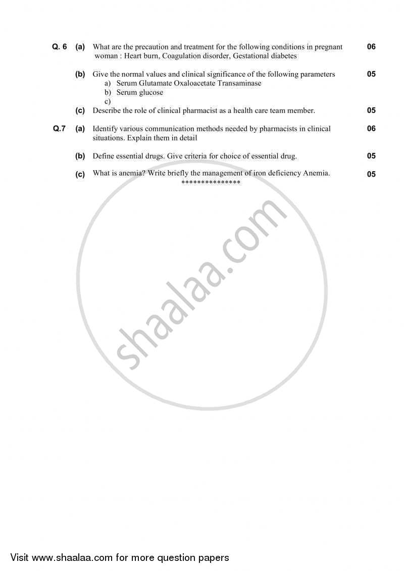 Clinical Pharmacy 1 2010-2011 - B.Pharm. - Semester 6 - Gujarat Technological University (GTU) question paper with PDF download