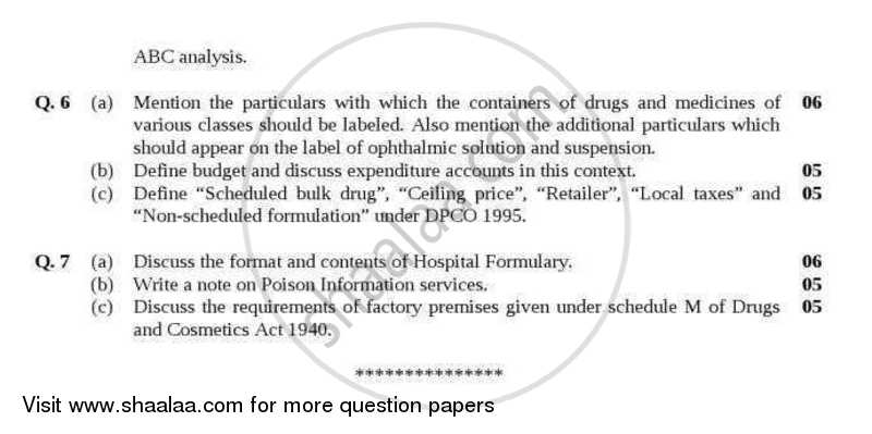 Hospital Pharmacy, Community Pharmacy and Forensic Pharmacy 2012-2013 - B.Pharm. - Semester 5 - Gujarat Technological University (GTU) question paper with PDF download