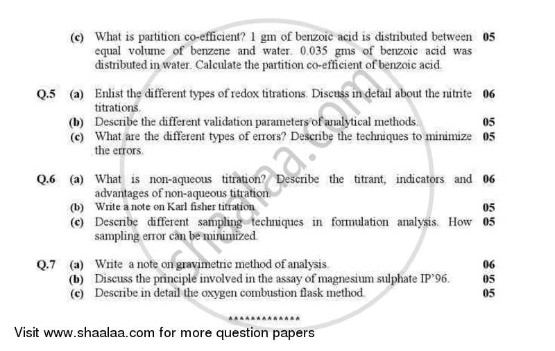 Pharmaceutical Analysis 1 2012-2013 - B.Pharm. - Semester 3 - Gujarat Technological University (GTU) question paper with PDF download