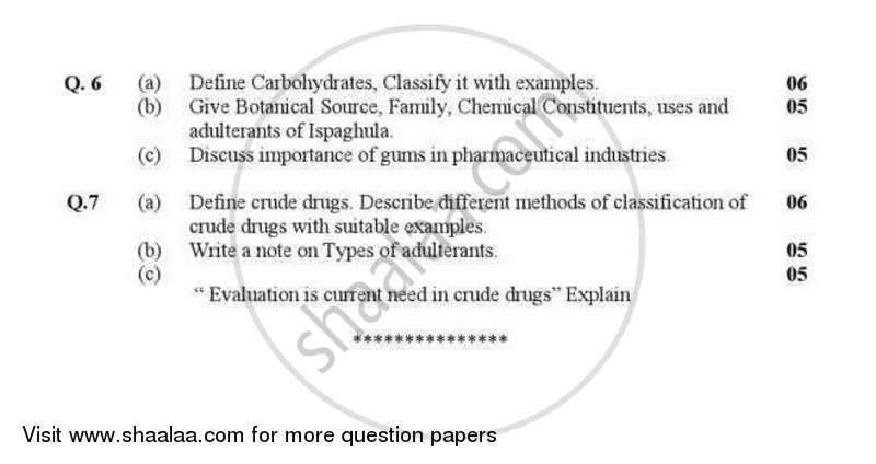 Pharmacognosy 1 2012-2013 - B.Pharm. - Semester 2 - Gujarat Technological University (GTU) question paper with PDF download