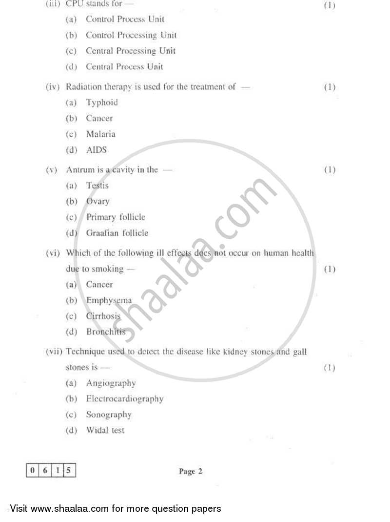 Biology 2 2010-2011 - H.S.C - 12th Standard Board Exam - Maharashtra State Board (MSBSHSE) question paper with PDF download