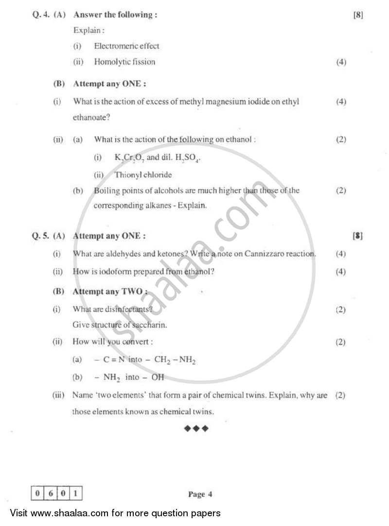 Chemistry 2 2010-2011 - H.S.C - 12th Standard Board Exam - Maharashtra State Board (MSBSHSE) question paper with PDF download