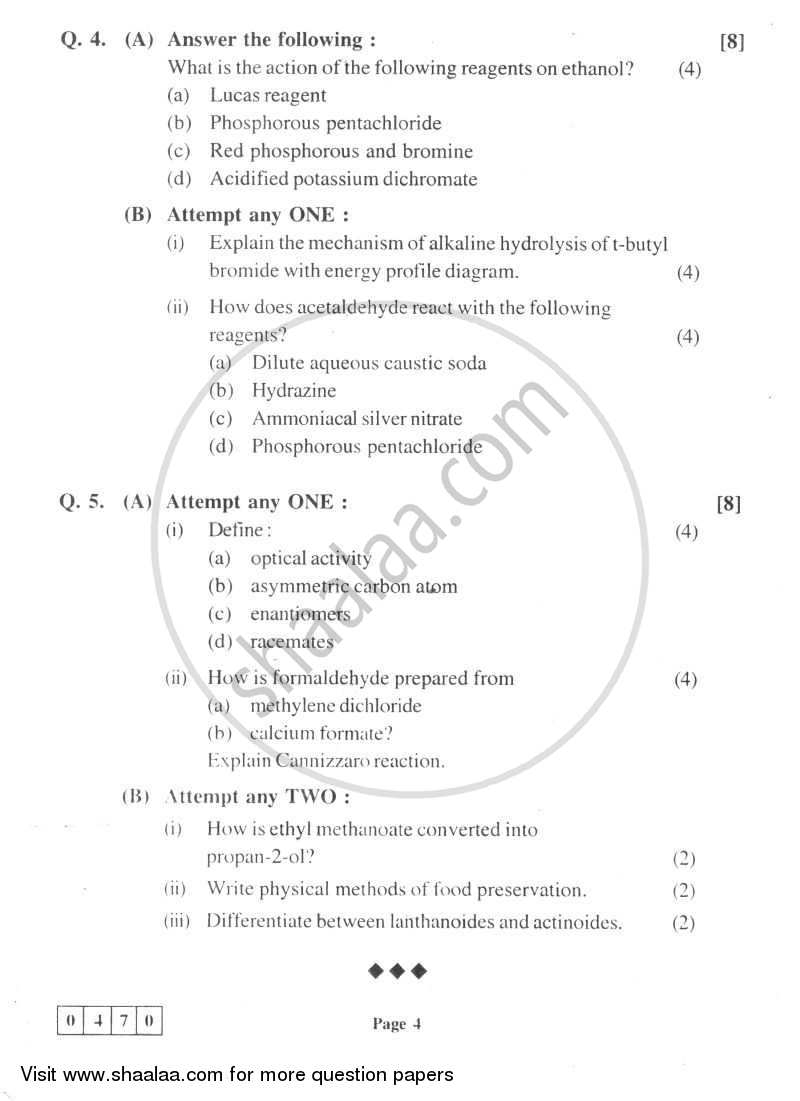 Chemistry 2 2011-2012 - H.S.C - 12th Standard Board Exam - Maharashtra State Board (MSBSHSE) question paper with PDF download
