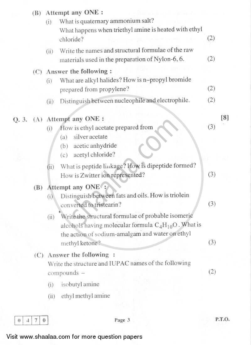 Chemistry 2 2011-2012 - H.S.C - 12th Standard Board Exam - Maharashtra State Board (MSBSHSE) question paper with PDF download