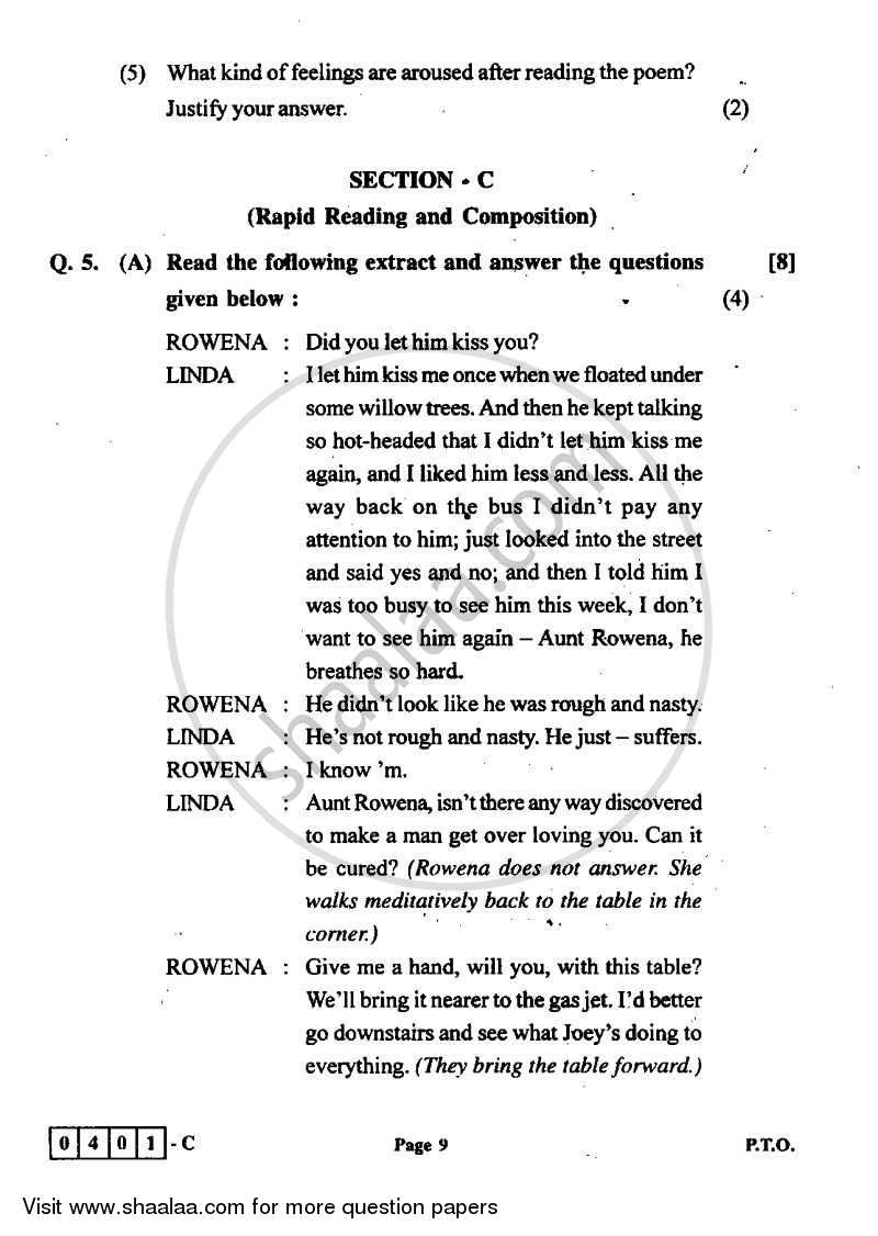 English 2011-2012 - H.S.C - 12th Standard Board Exam - Maharashtra State Board (MSBSHSE) question paper with PDF download