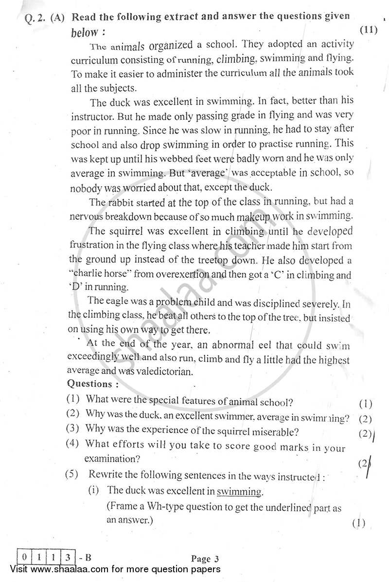 English 2014-2015 - H.S.C - 12th Standard Board Exam - Maharashtra State Board (MSBSHSE) question paper with PDF download