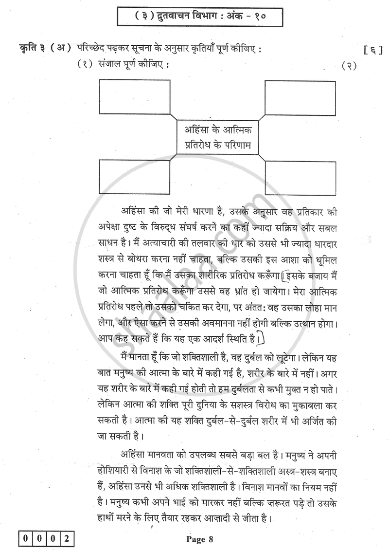 Hindi 2018-2019 - H.S.C - 12th Standard Board Exam - Maharashtra State Board (MSBSHSE) question paper with PDF download