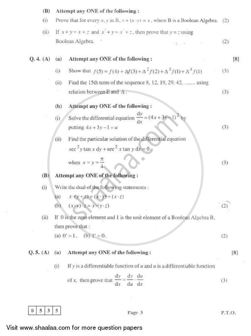 Mathematics and Statistics 2 2010-2011 - H.S.C - 12th Standard Board Exam - Maharashtra State Board (MSBSHSE) question paper with PDF download