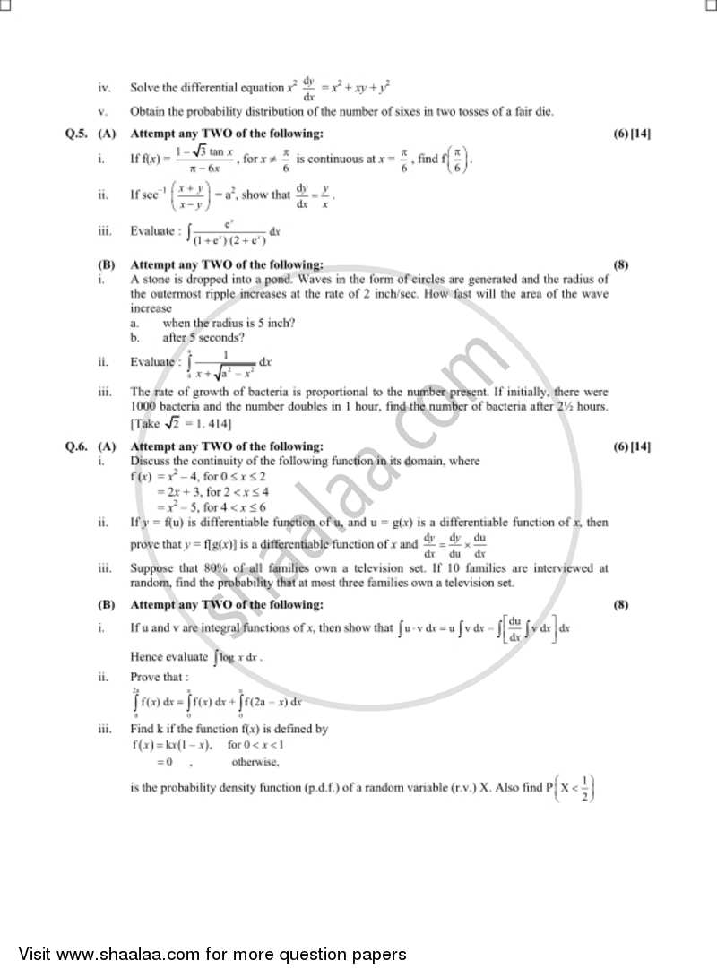 Mathematics and Statistics 2017-2018 - H.S.C - 12th Standard Board Exam - Maharashtra State Board (MSBSHSE) question paper with PDF download