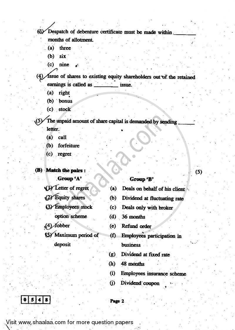 Secretarial Practice 2010-2011 - H.S.C - 12th Standard Board Exam - Maharashtra State Board (MSBSHSE) question paper with PDF download