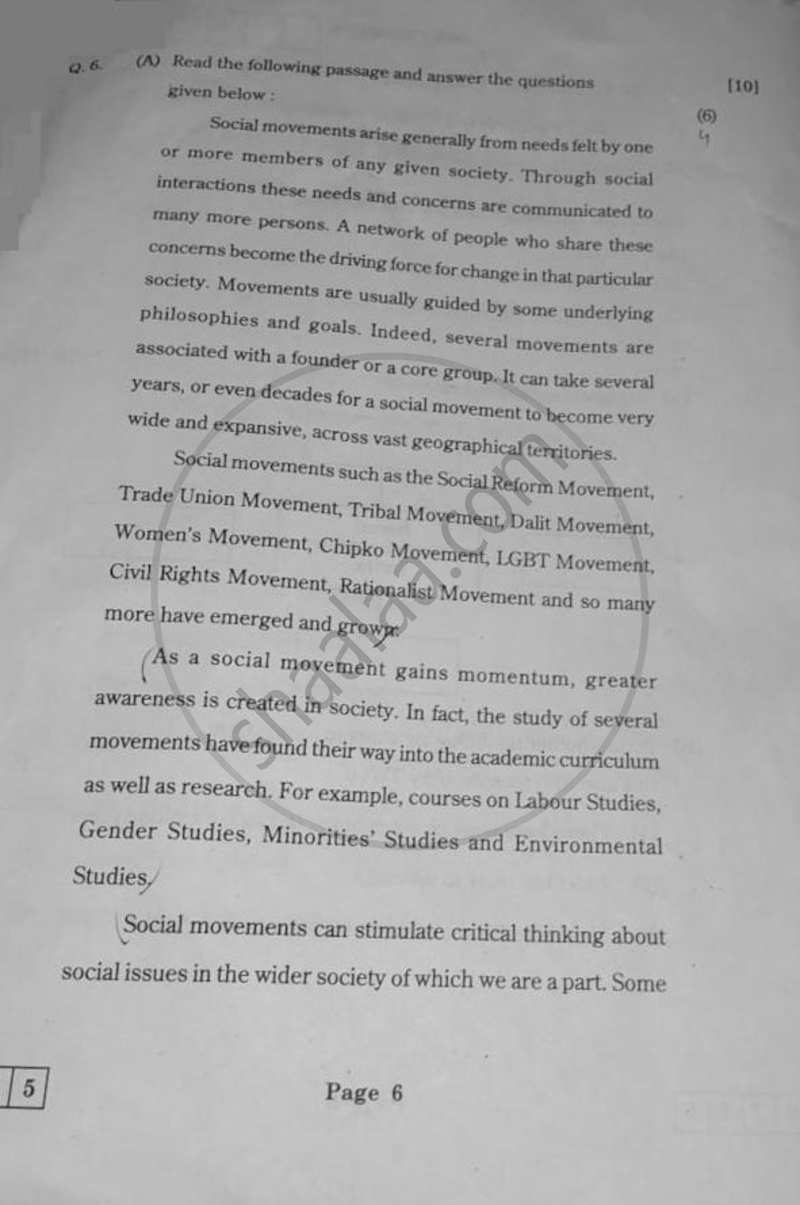 Sociology 2025-2026 - H.S.C - 12th Standard Board Exam - Maharashtra State Board (MSBSHSE) question paper with PDF download