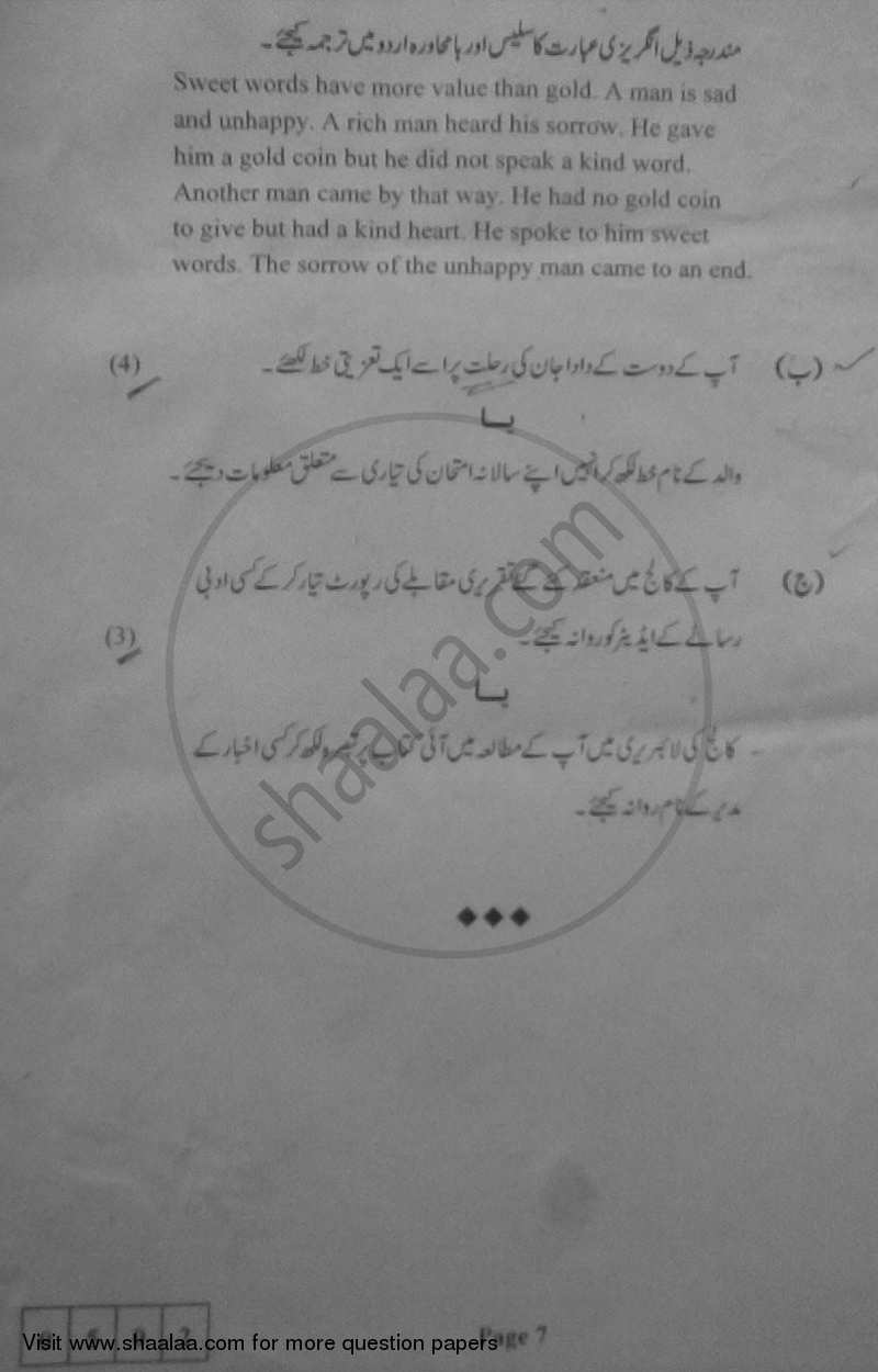 Urdu 2010-2011 - H.S.C - 12th Standard Board Exam - Maharashtra State Board (MSBSHSE) question paper with PDF download