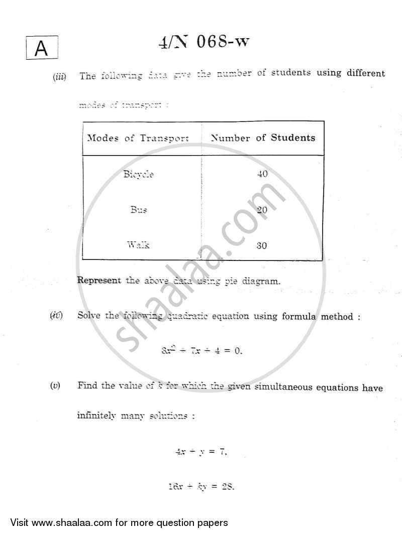 Algebra 2011-2012 - S.S.C - 10th Standard - Maharashtra State Board (MSBSHSE) question paper with PDF download