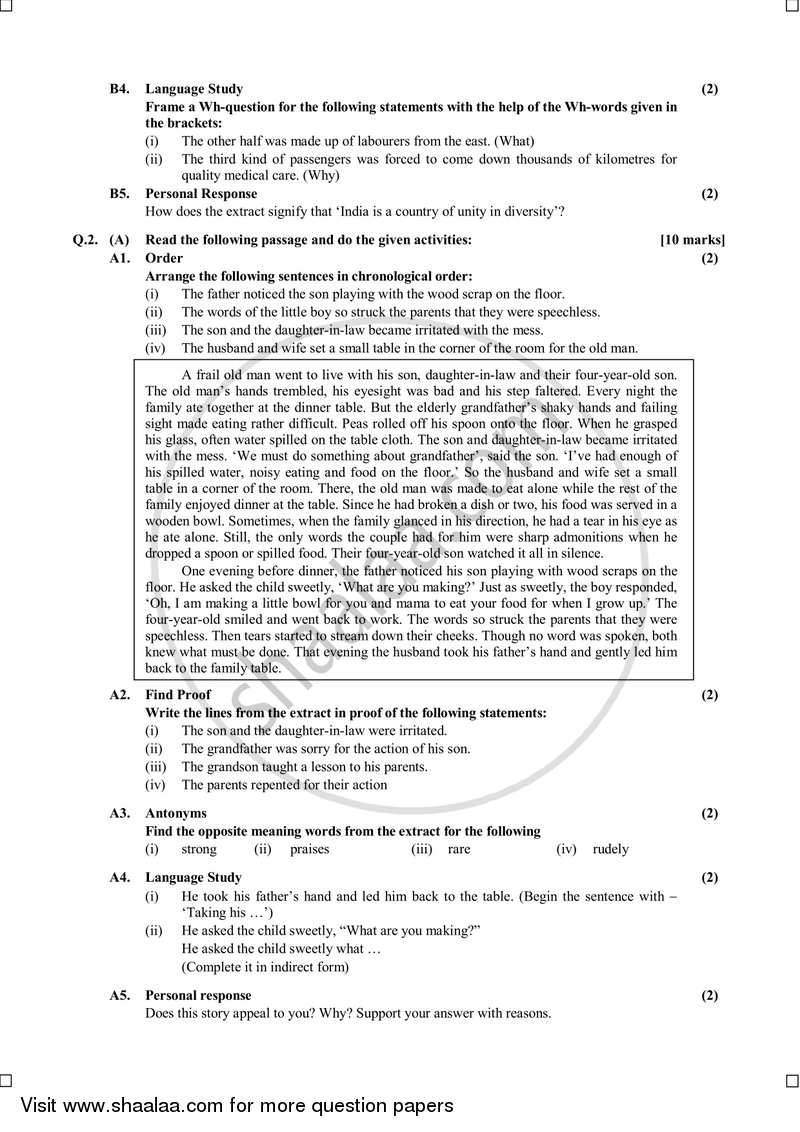 English 2014-2015 - S.S.C - 10th Standard - Maharashtra State Board (MSBSHSE) question paper with PDF download