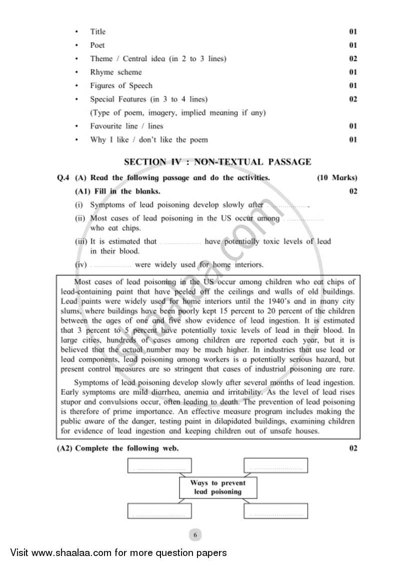 English (Second/Third Language) 2018-2019 - S.S.C - 10th Standard - Maharashtra State Board (MSBSHSE) question paper with PDF download
