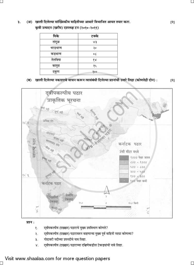 Geography [भूगोल] 2016-2017 - S.S.C - 10th Standard Board Exam [इयत्ता १० वी] - Maharashtra State Board (MSBSHSE) question paper with PDF download