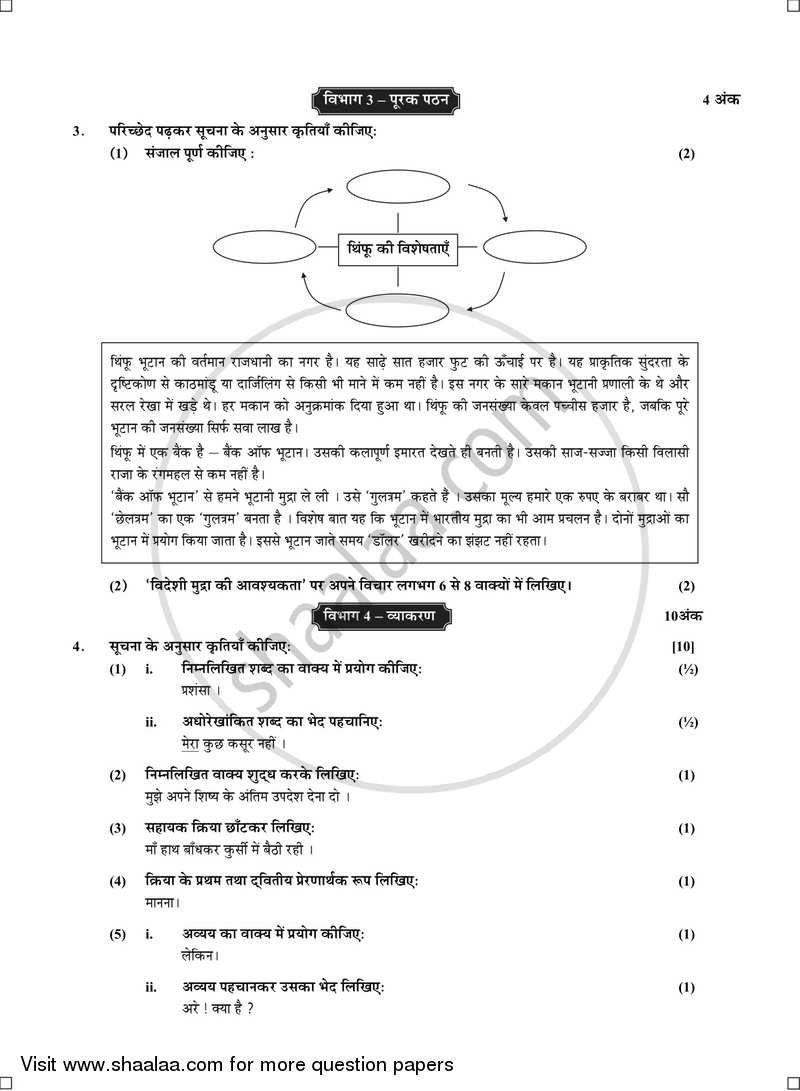 Hindi (Second/Third Language) [हिंदी (दूसरी/तीसरी भाषा)] 2016-2017 - S.S.C - 10th Standard - Maharashtra State Board (MSBSHSE) question paper with PDF download