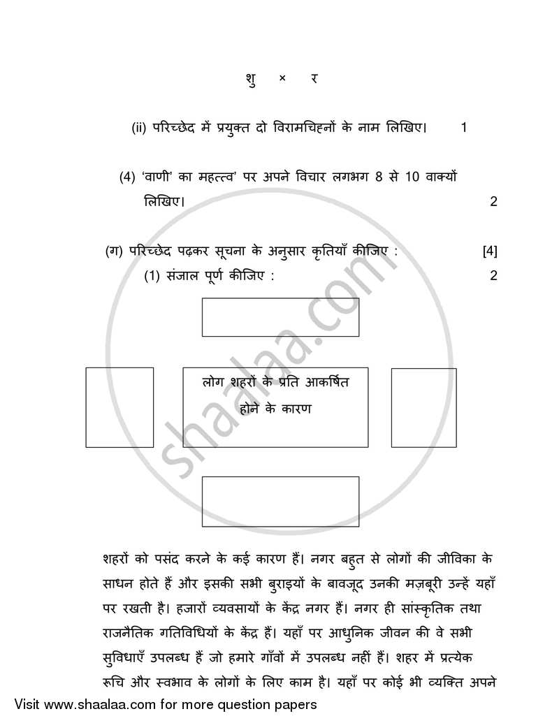 Hindi (Second/Third Language) [हिंदी (दूसरी/तीसरी भाषा)] 2017-2018 - S.S.C - 10th Standard - Maharashtra State Board (MSBSHSE) question paper with PDF download