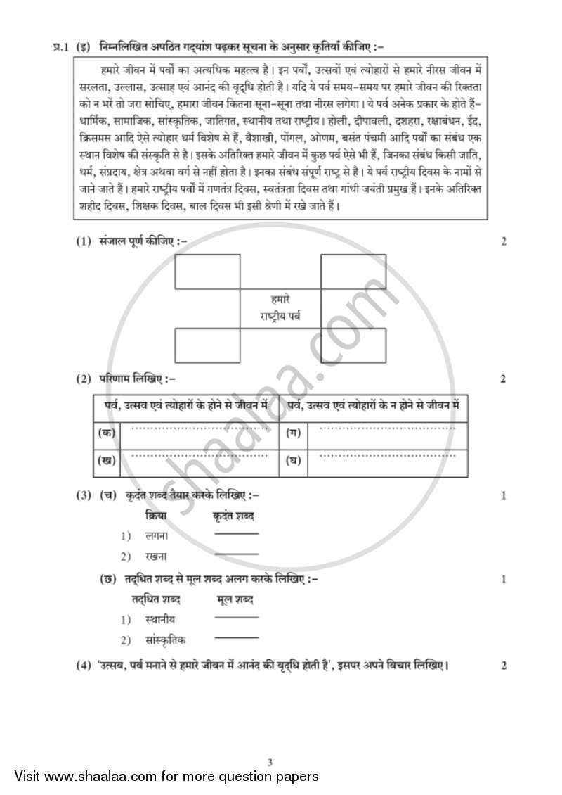 Hindi (Second/Third Language) [हिंदी (दूसरी/तीसरी भाषा)] 2018-2019 - S.S.C - 10th Standard - Maharashtra State Board (MSBSHSE) question paper with PDF download
