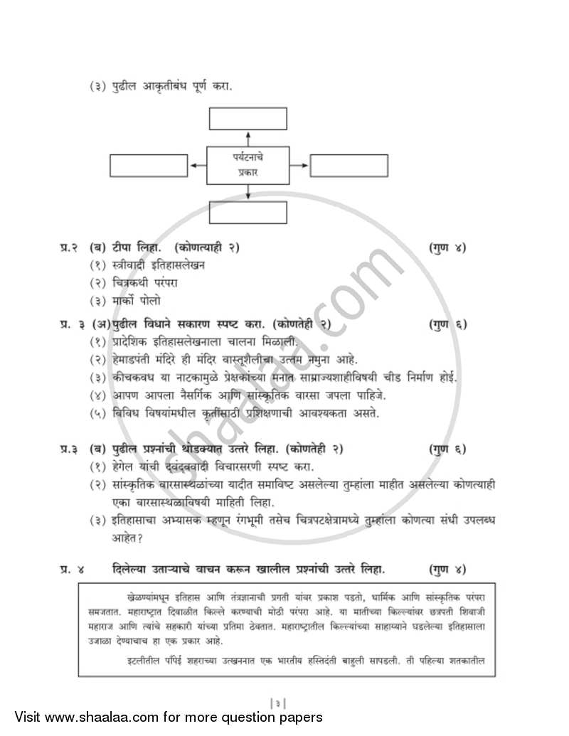 History and Political Science [इतिहास व राज्यशास्त्र] 2018-2019 - S.S.C - 10th Standard Board Exam [इयत्ता १० वी] - Maharashtra State Board (MSBSHSE) question paper with PDF download