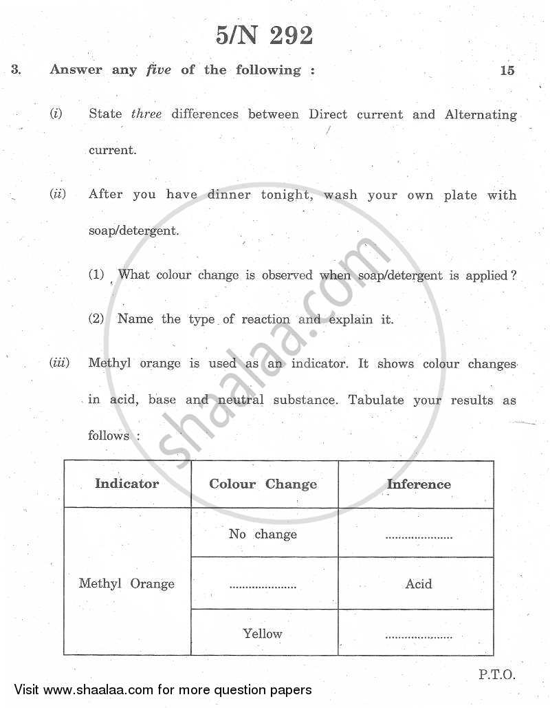 Science and Technology 2013-2014 - S.S.C - 10th Standard - Maharashtra State Board (MSBSHSE) question paper with PDF download