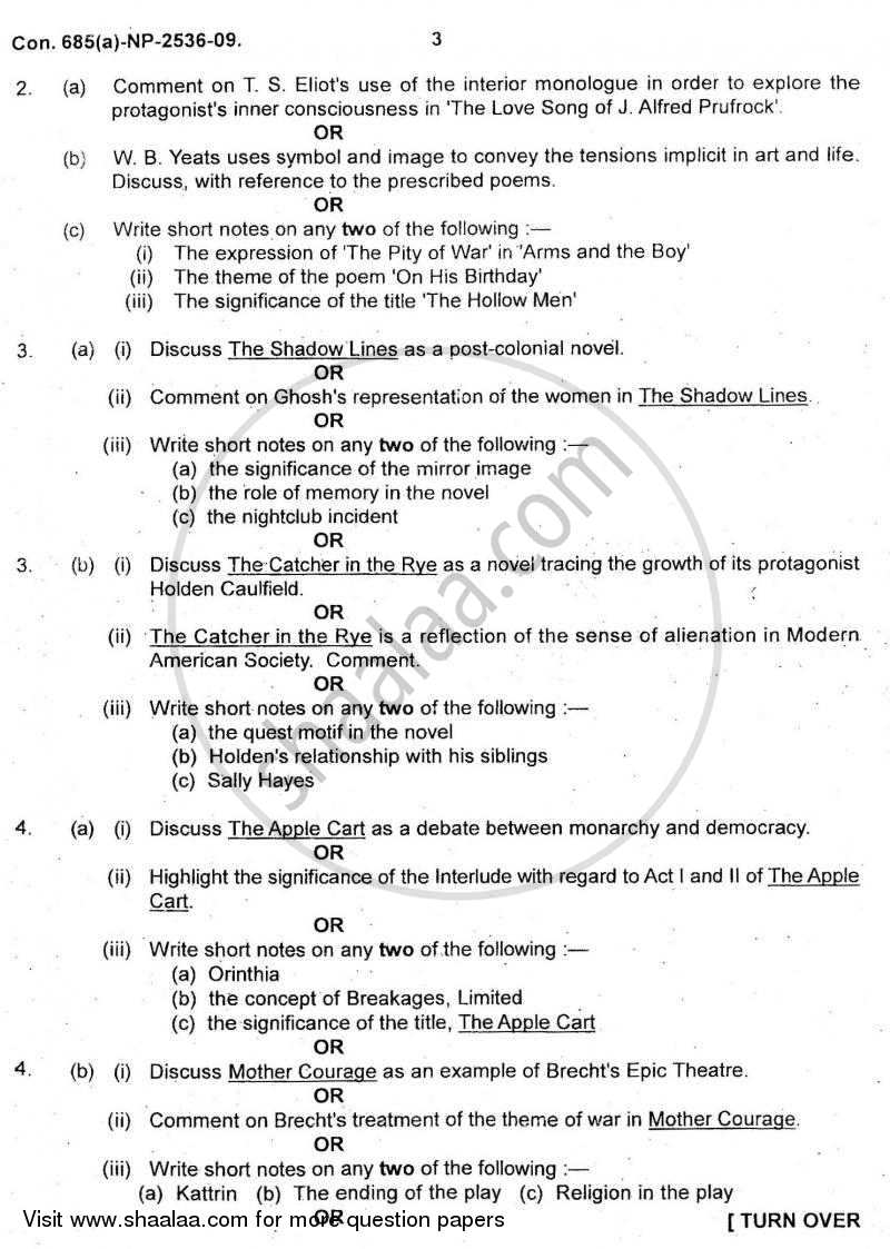 20th Century British Literature 2008-2009 - B.A. - Semester 6 (TYBA) - University of Mumbai question paper with PDF download