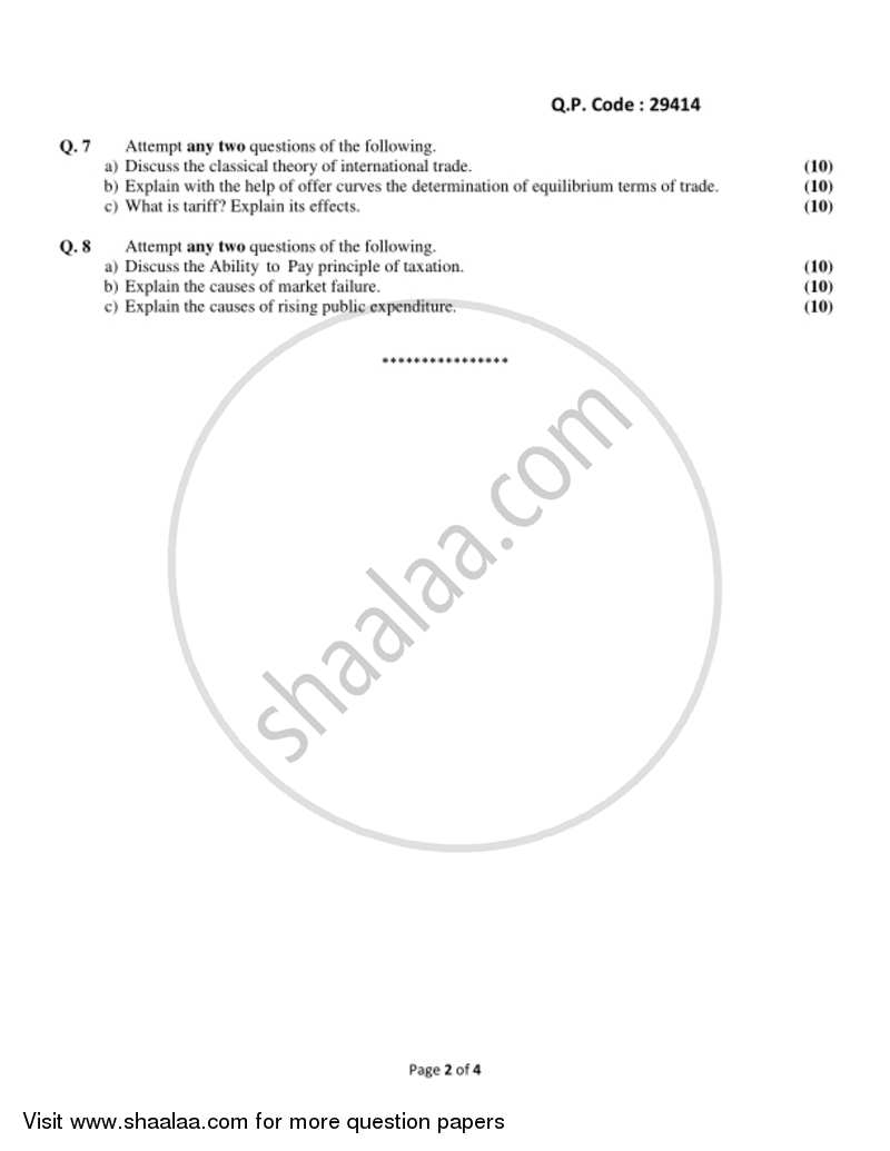 Advanced Economic Theory 2017-2018 - B.A. - 3rd Year (TYBA) - University of Mumbai question paper with PDF download