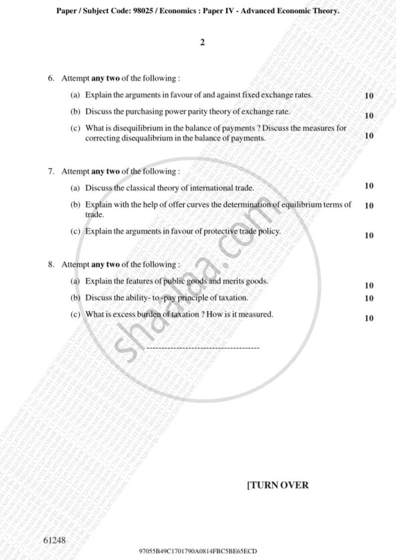 Advanced Economic Theory 2018-2019 - B.A. - 3rd Year (TYBA) - University of Mumbai question paper with PDF download