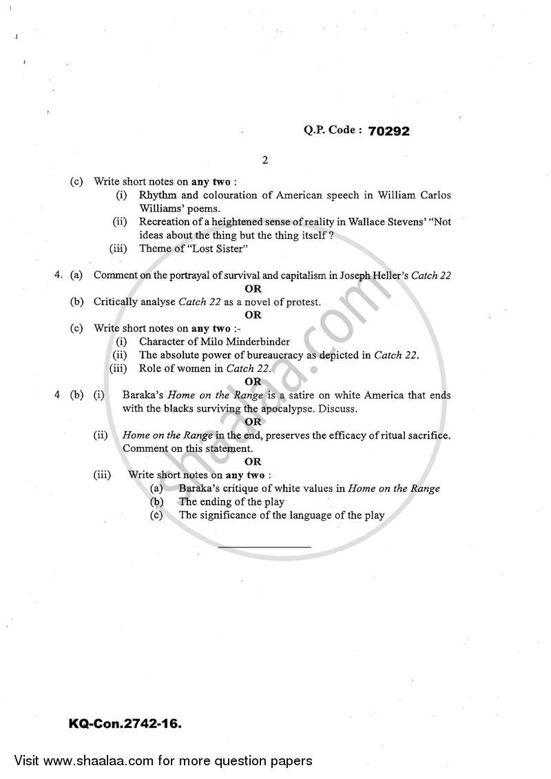 American Literature 2016-2017 - B.A. - Semester 3 (SYBA) - University of Mumbai question paper with PDF download