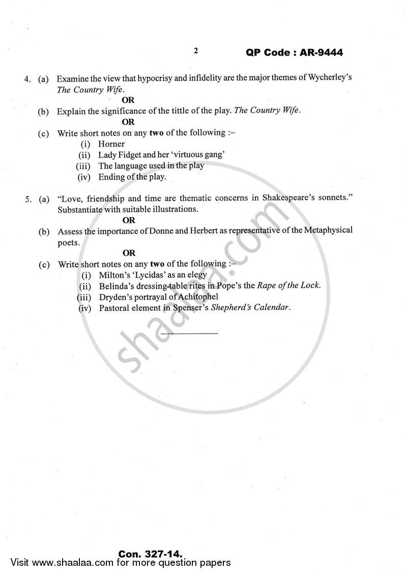 British Literature from 1550 ‐ 1750 2013-2014 - B.A. - 3rd Year (TYBA) - University of Mumbai question paper with PDF download