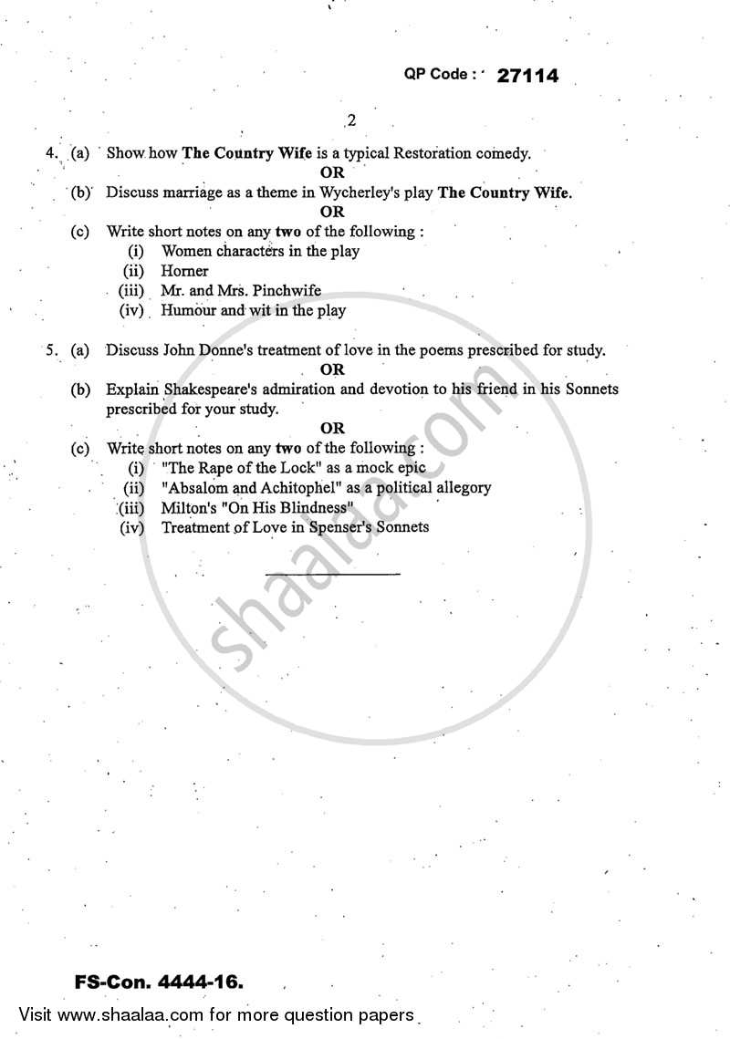 British Literature from 1550 ‐ 1750 2015-2016 - B.A. - 3rd Year (TYBA) - University of Mumbai question paper with PDF download