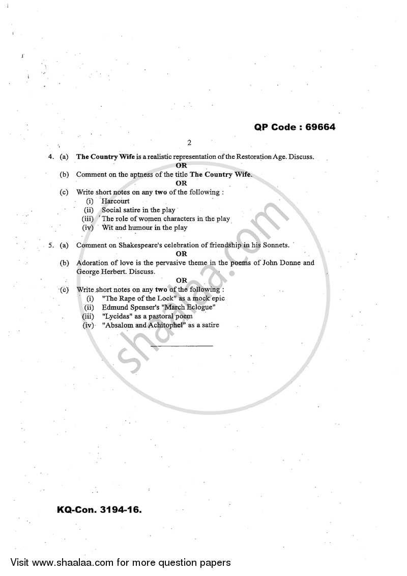 British Literature from 1550 ‐ 1750 2016-2017 - B.A. - 3rd Year (TYBA) - University of Mumbai question paper with PDF download