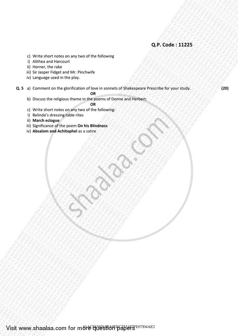 British Literature from 1550 ‐ 1750 2016-2017 - B.A. - 3rd Year (TYBA) - University of Mumbai question paper with PDF download