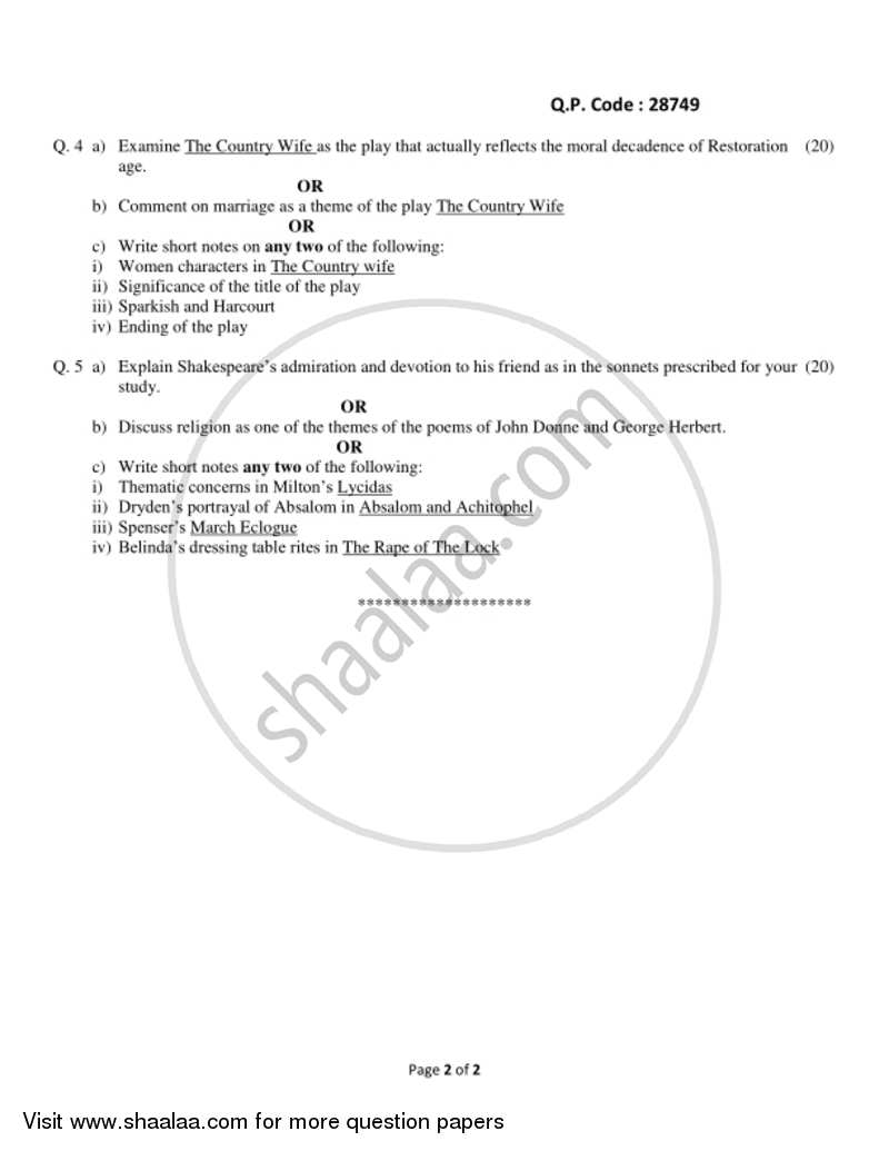 British Literature from 1550 ‐ 1750 2017-2018 - B.A. - 3rd Year (TYBA) - University of Mumbai question paper with PDF download