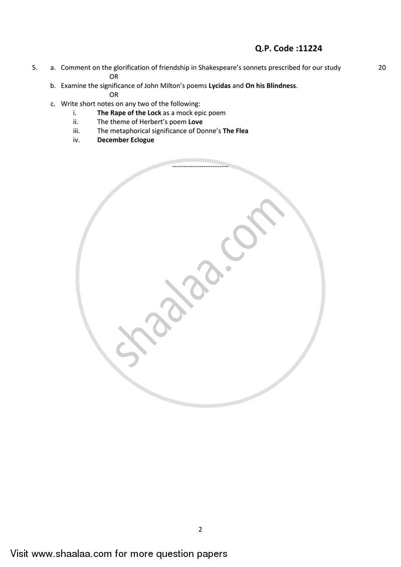 British Literature from 1550 ‐ 1750 2017-2018 - B.A. - 3rd Year (TYBA) - University of Mumbai question paper with PDF download