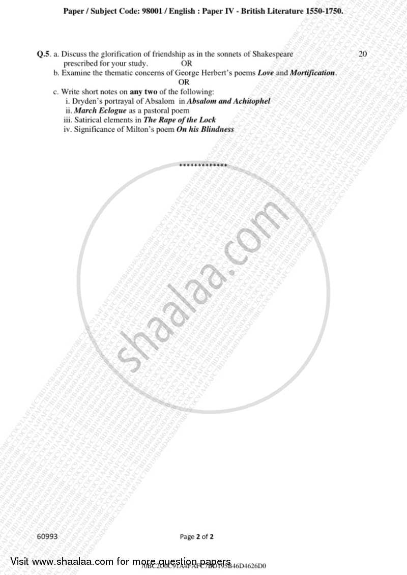 British Literature from 1550 ‐ 1750 2018-2019 - B.A. - 3rd Year (TYBA) - University of Mumbai question paper with PDF download