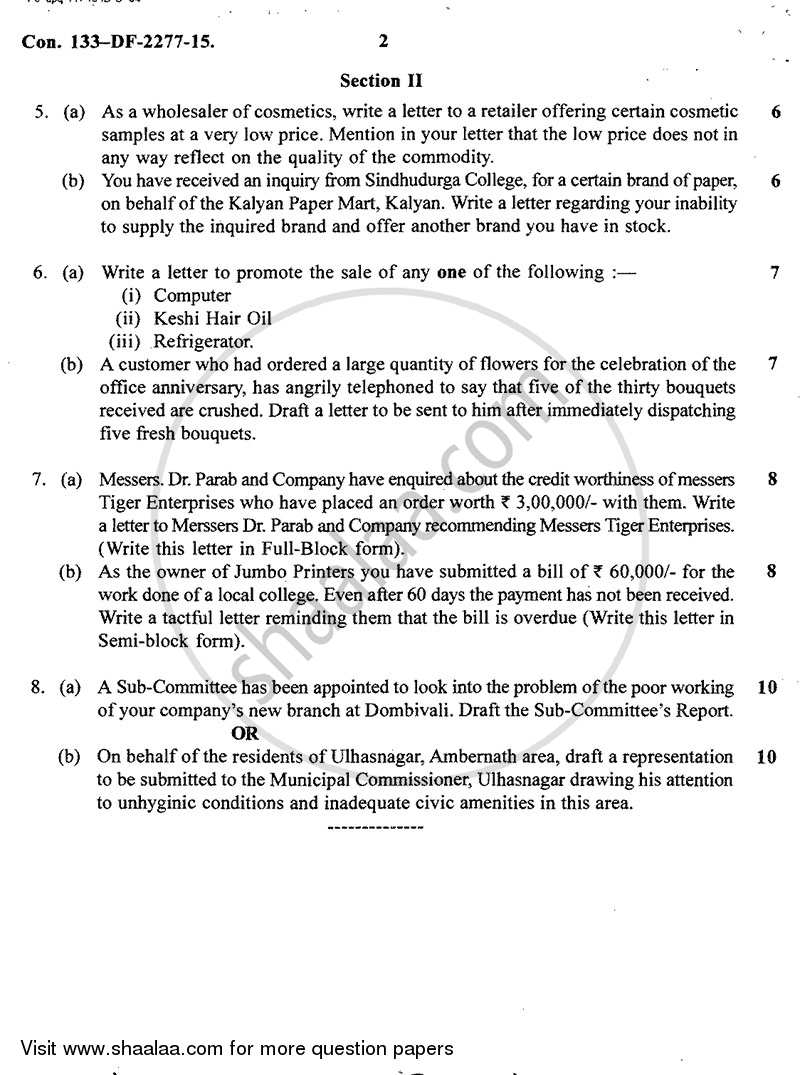 Business Communication 2014-2015 - B.A. - 2nd Year (SYBA) - University of Mumbai question paper with PDF download