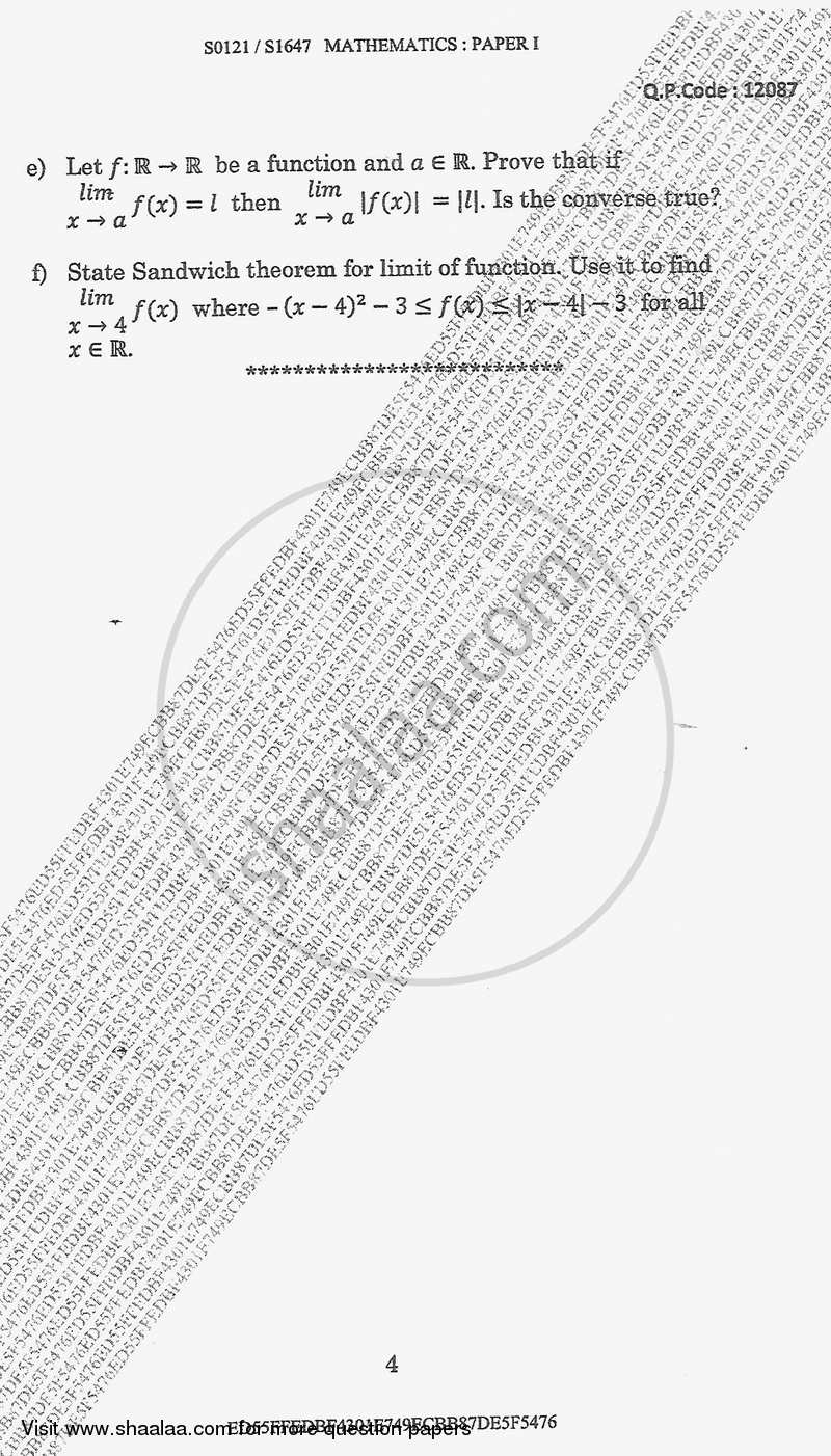 Calculus 1 2017-2018 - B.A. - Semester 1 (FYBA) - University of Mumbai question paper with PDF download