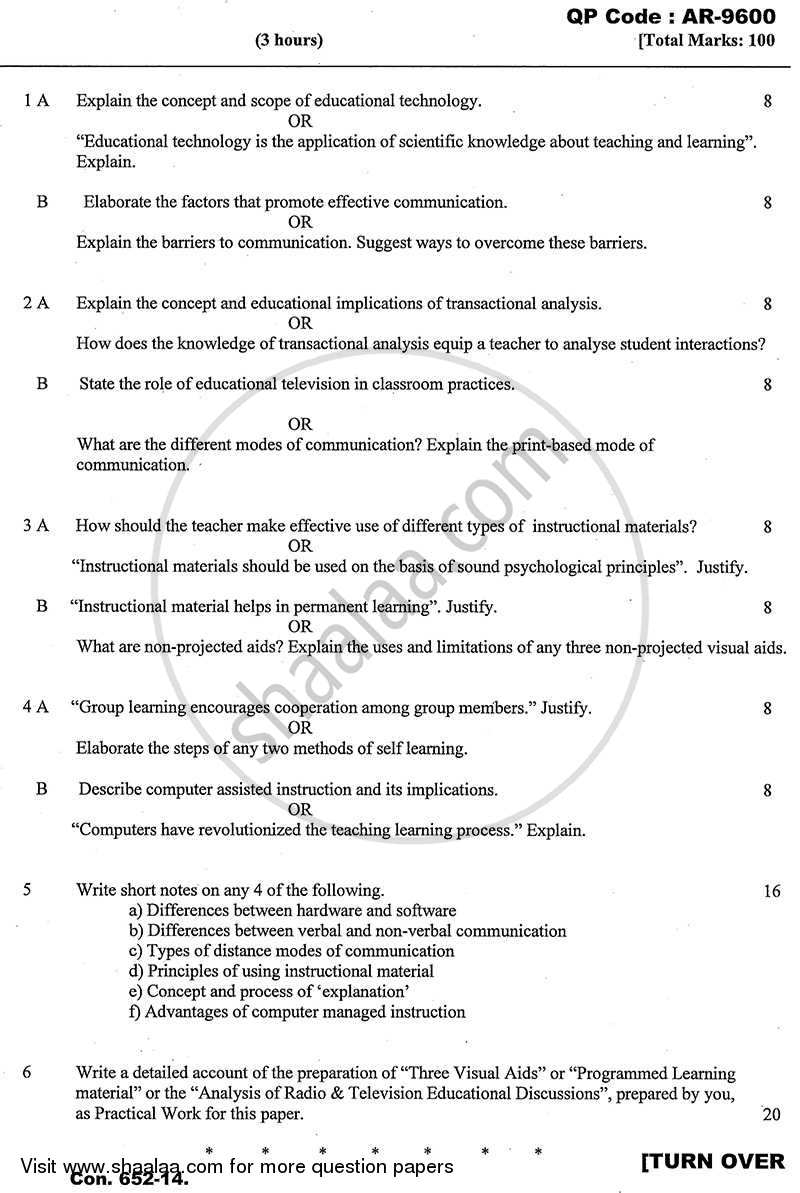 Communication Mode in Education 2013-2014 - B.A. - 3rd Year (TYBA) - University of Mumbai question paper with PDF download