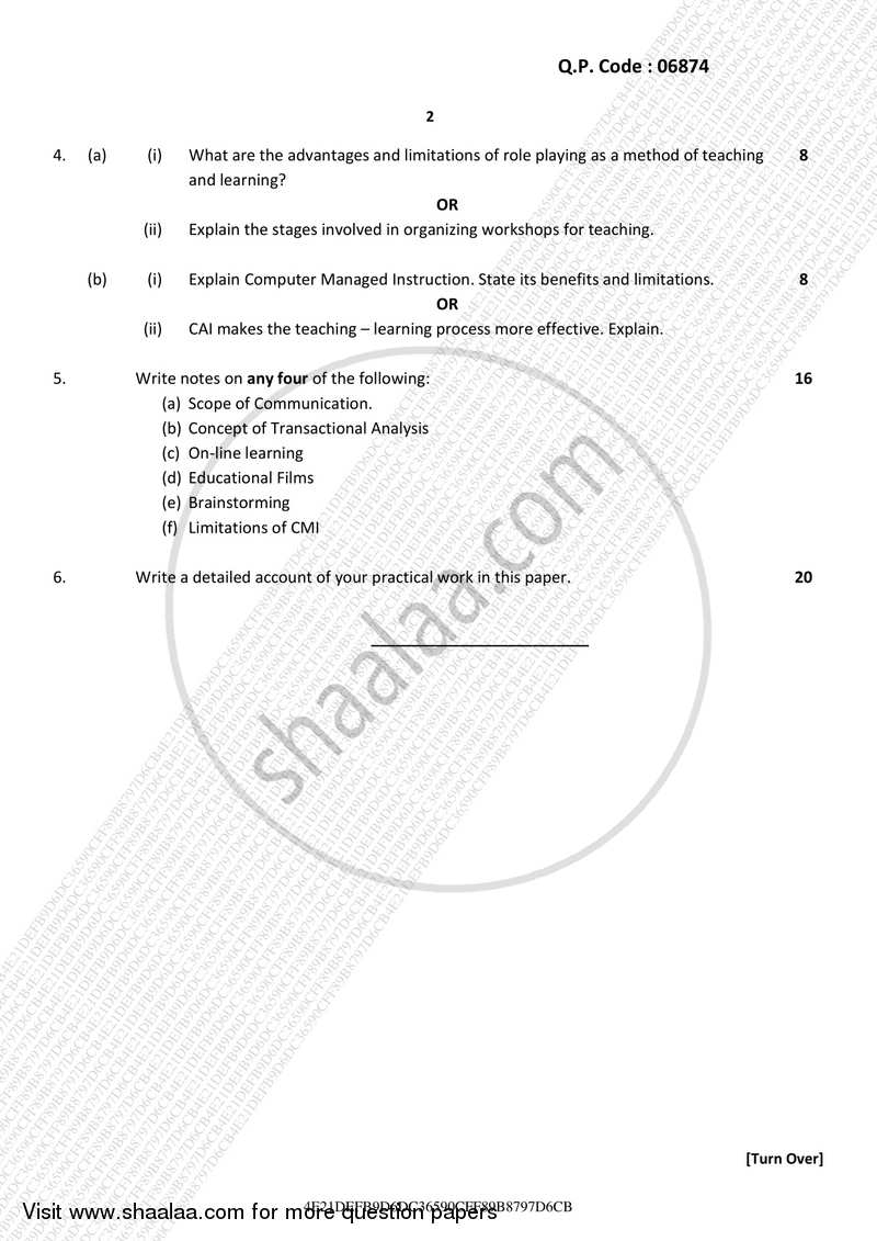Communication Mode in Education 2016-2017 - B.A. - 3rd Year (TYBA) - University of Mumbai question paper with PDF download