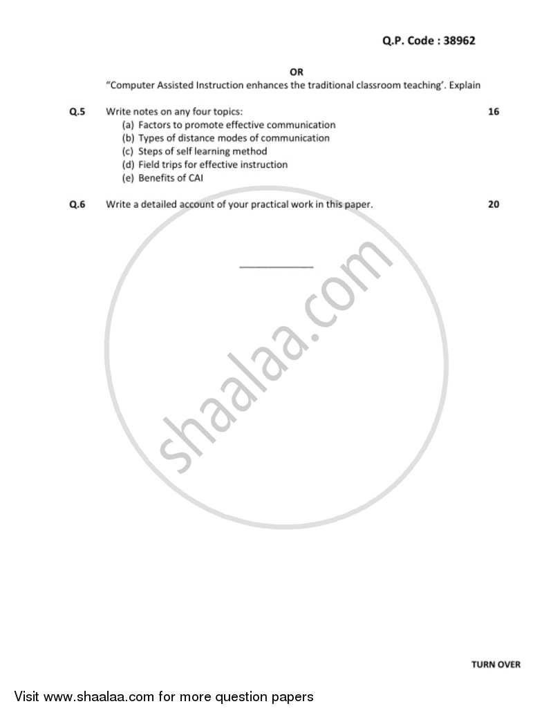 Communication Mode in Education 2017-2018 - B.A. - 3rd Year (TYBA) - University of Mumbai question paper with PDF download