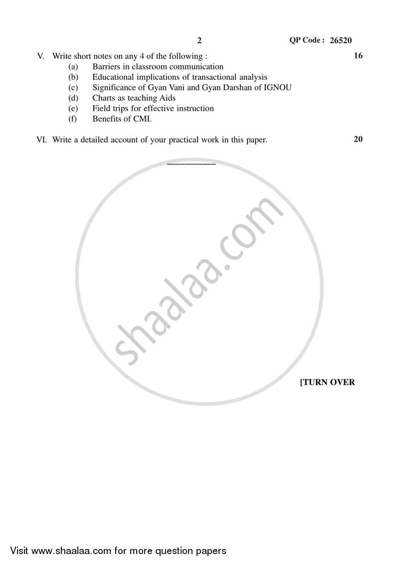 Communication Mode in Education 2017-2018 - B.A. - 3rd Year (TYBA) - University of Mumbai question paper with PDF download