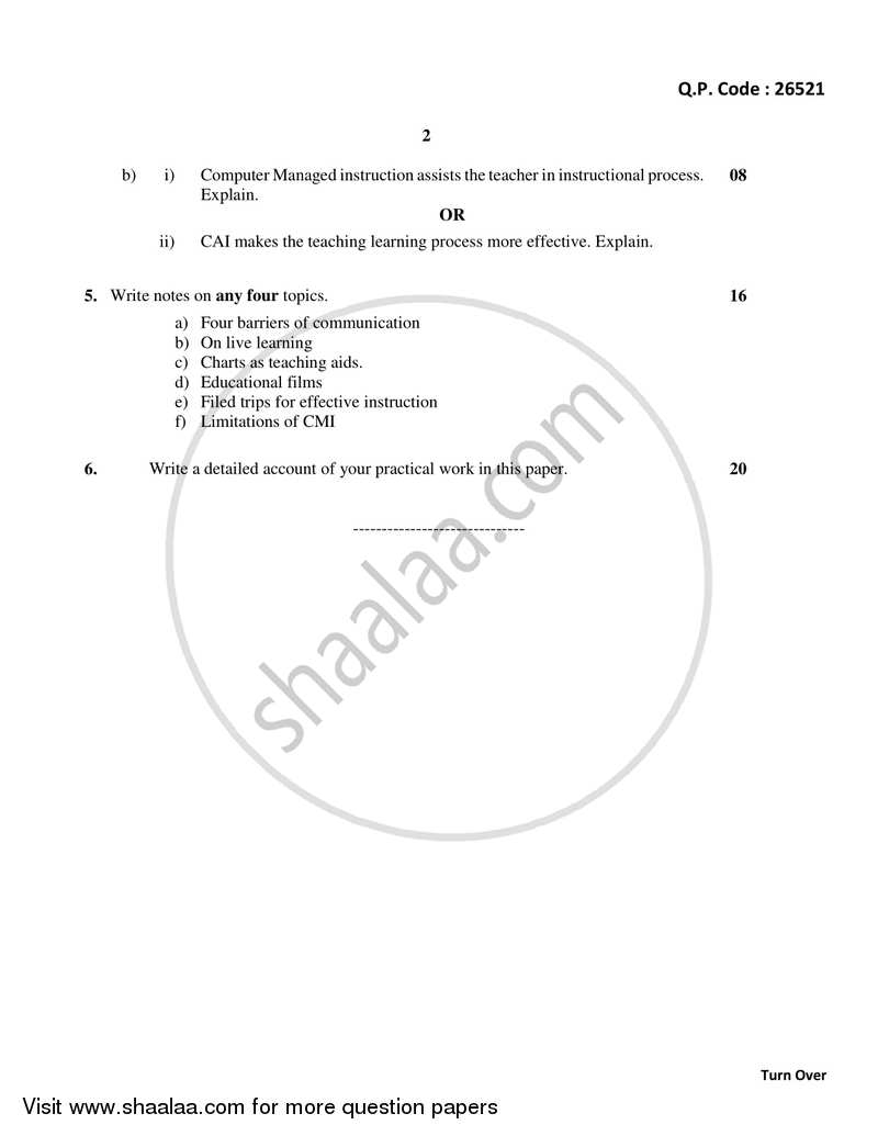 Communication Mode in Education 2017-2018 - B.A. - 3rd Year (TYBA) - University of Mumbai question paper with PDF download