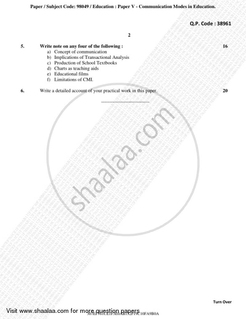 Communication Mode in Education 2018-2019 - B.A. - 3rd Year (TYBA) - University of Mumbai question paper with PDF download